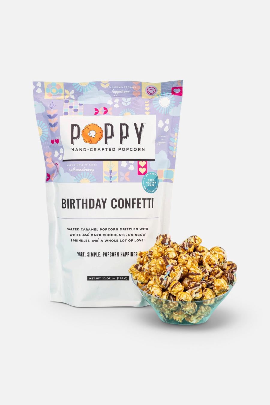 Poppy Popcorn Birthday Confetti Popcorn – side view