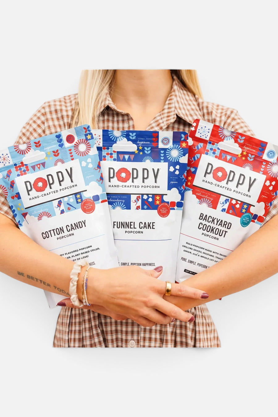 Poppy Popcorn Funnel Cake – side view