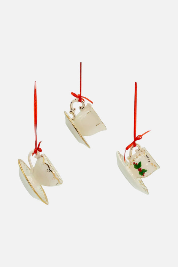 Porcelain Holiday Formal Tea Cup Ornament