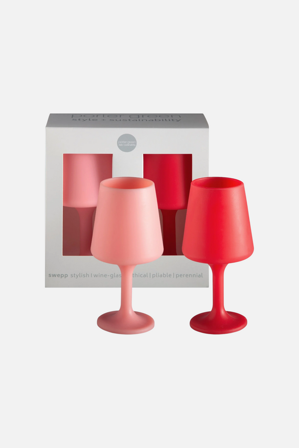 Porter Green Swepp Silicone Unbreakable Wine Glass in Cherry & Blush