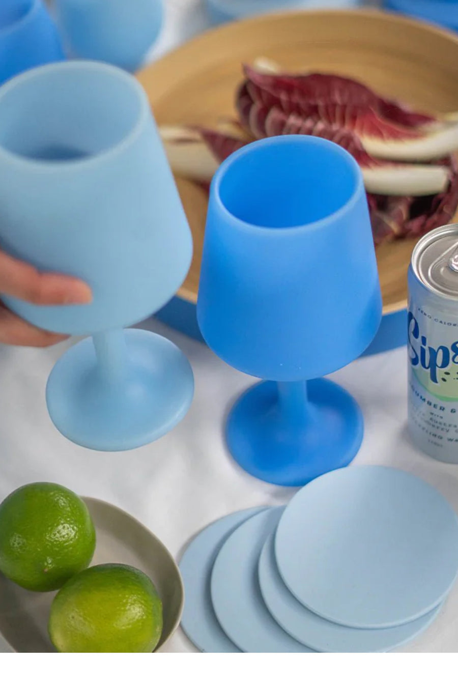 Porter Green Unbreakable Wine Glass Set in Swepp Sky + Kingfisher – alternate