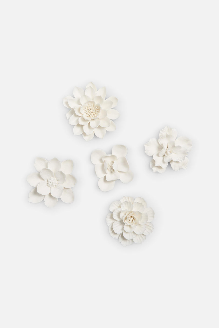 Pretty Blooms Ceramic Flowers, Set of 5 – front view