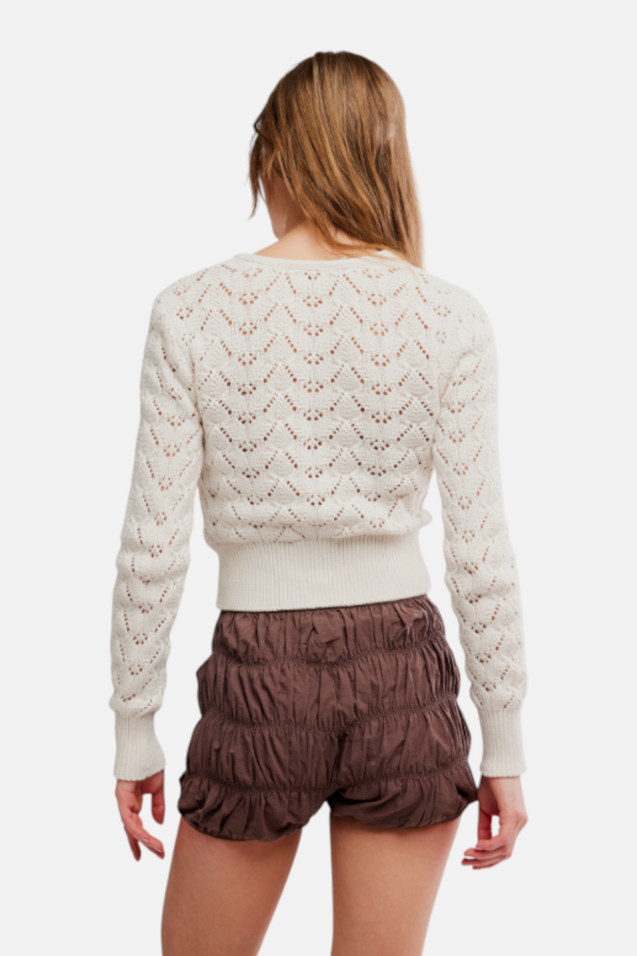 Free People Women's Pretty in Pointelle Cardi in Ivory