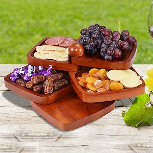 Primeware 5 Tier Square Cambridge Mahogany Wood Appetizer Tray – back view