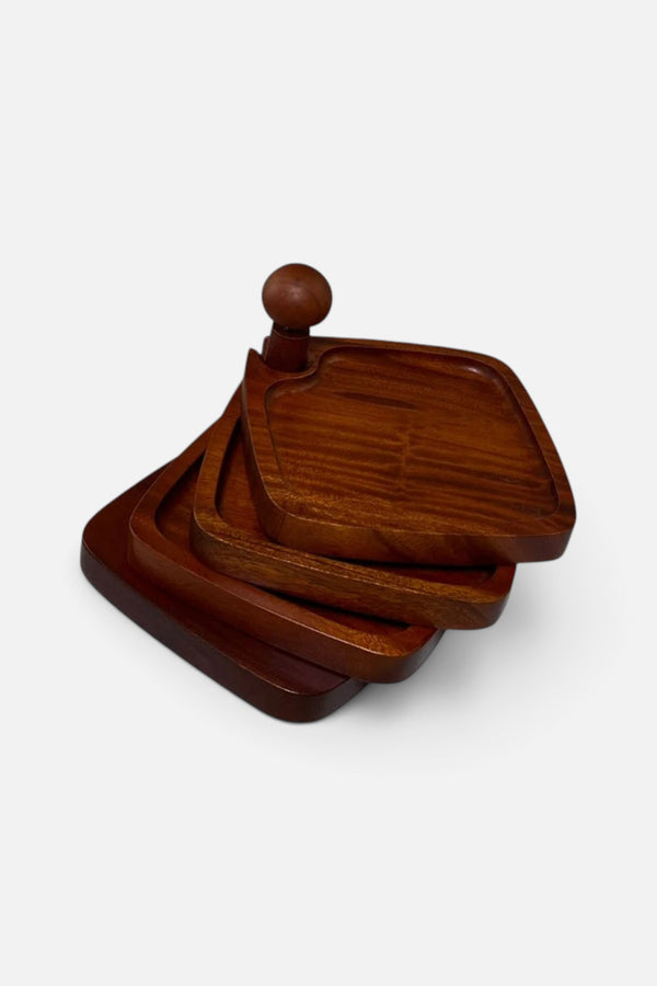 Primeware 5 Tier Square Cambridge Mahogany Wood Appetizer Tray