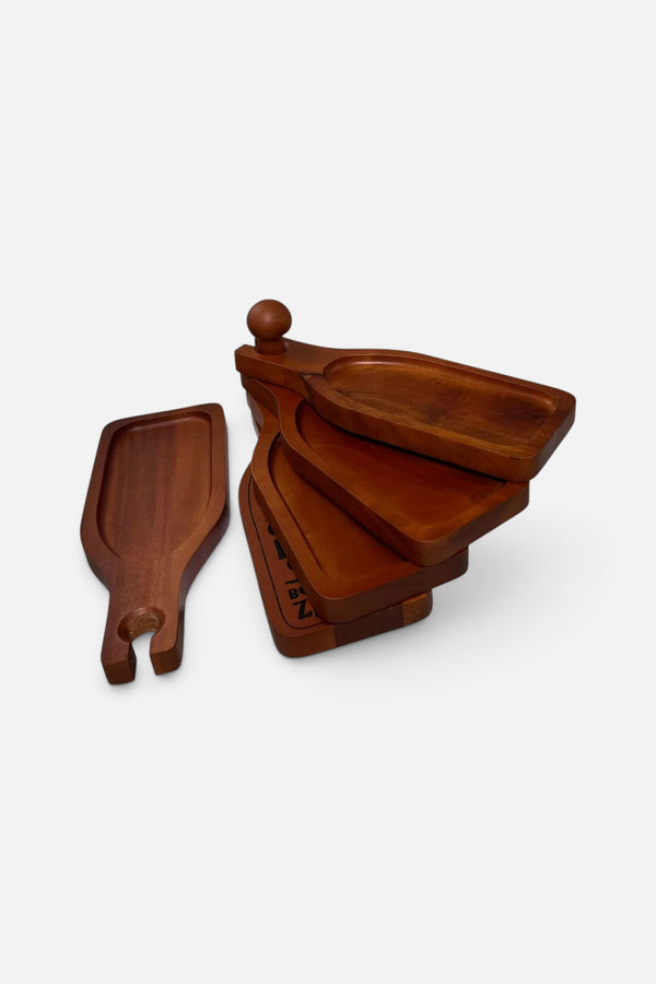 Primeware 5 Tier Wine Bottle Cambridge Mahogany Wood Appetizer Tray