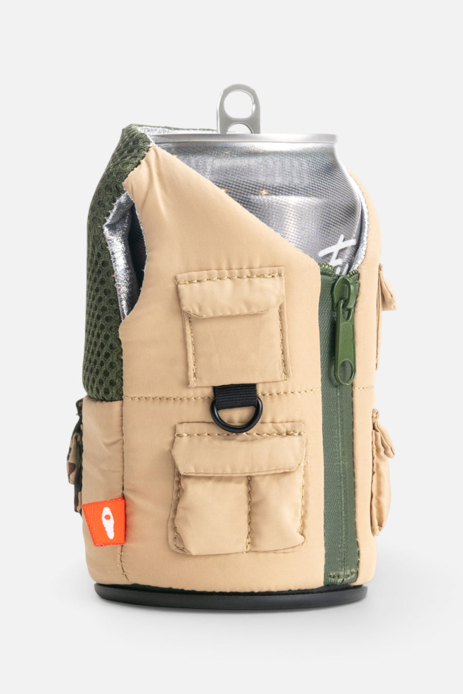 Puffin Drinkwear The Adventurer Beverage Vest in Taco Tan Olive – back view