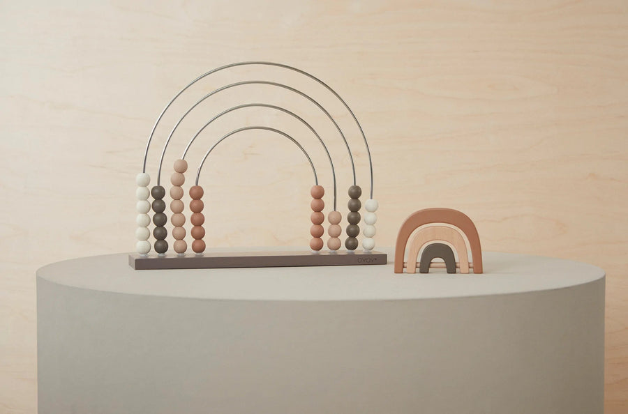 Rainbow Beech Wood Rattle Nature – back view