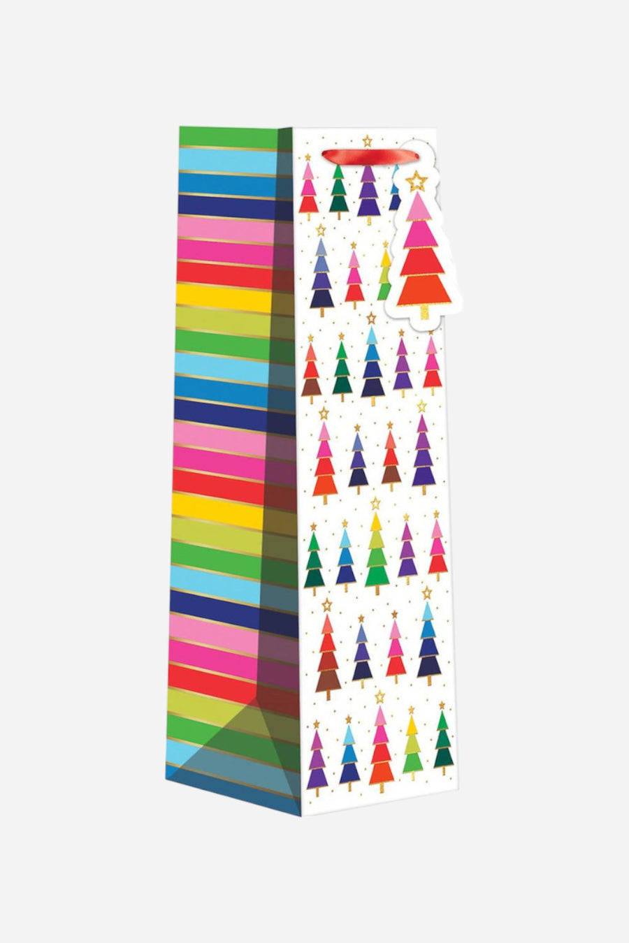 Rainbow Trees Bottle Tote Gift Bag – front view