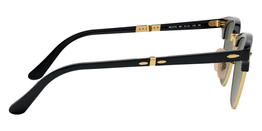 Ray-Ban Black Clubmaster Folding Sunglasses with G-15 Green Lenses – flat lay