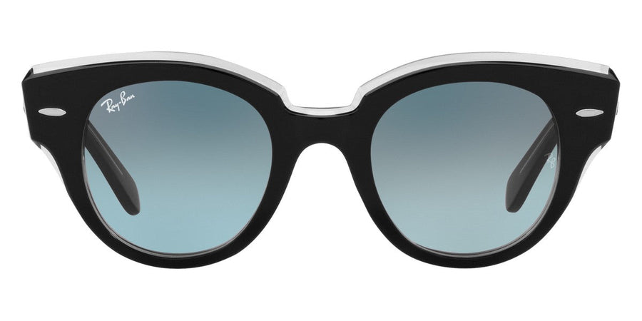 Ray-Ban Black On Transparent Sunglasses with Blue Gradient Gray Lenses – back view
