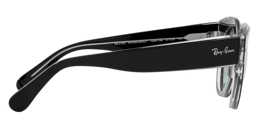 Ray-Ban Black On Transparent Sunglasses with Blue Gradient Gray Lenses – flat lay