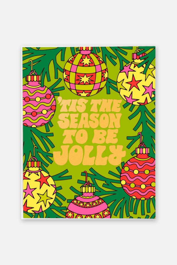Red Cap Cards Bright Baubles Greeting Card
