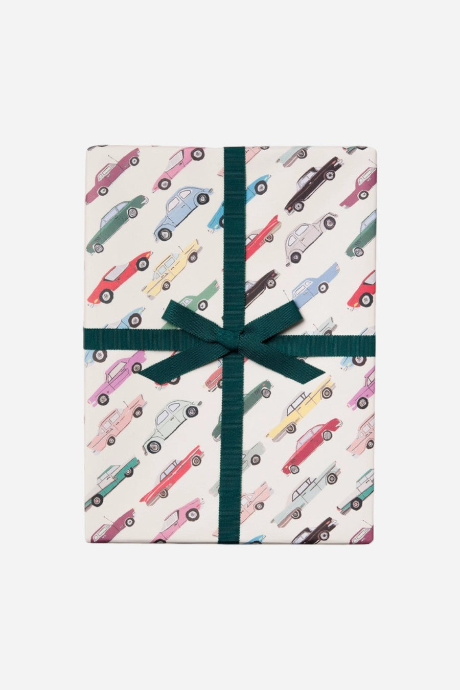 Red Cap Cards Cars Wrapping Paper Roll of 3 Sheets – back view