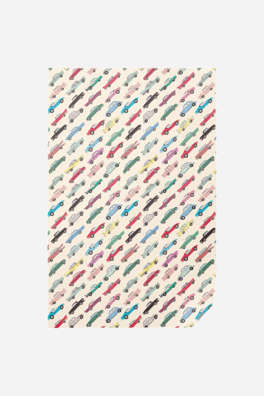 Red Cap Cards Cars Wrapping Paper Roll of 3 Sheets – side view