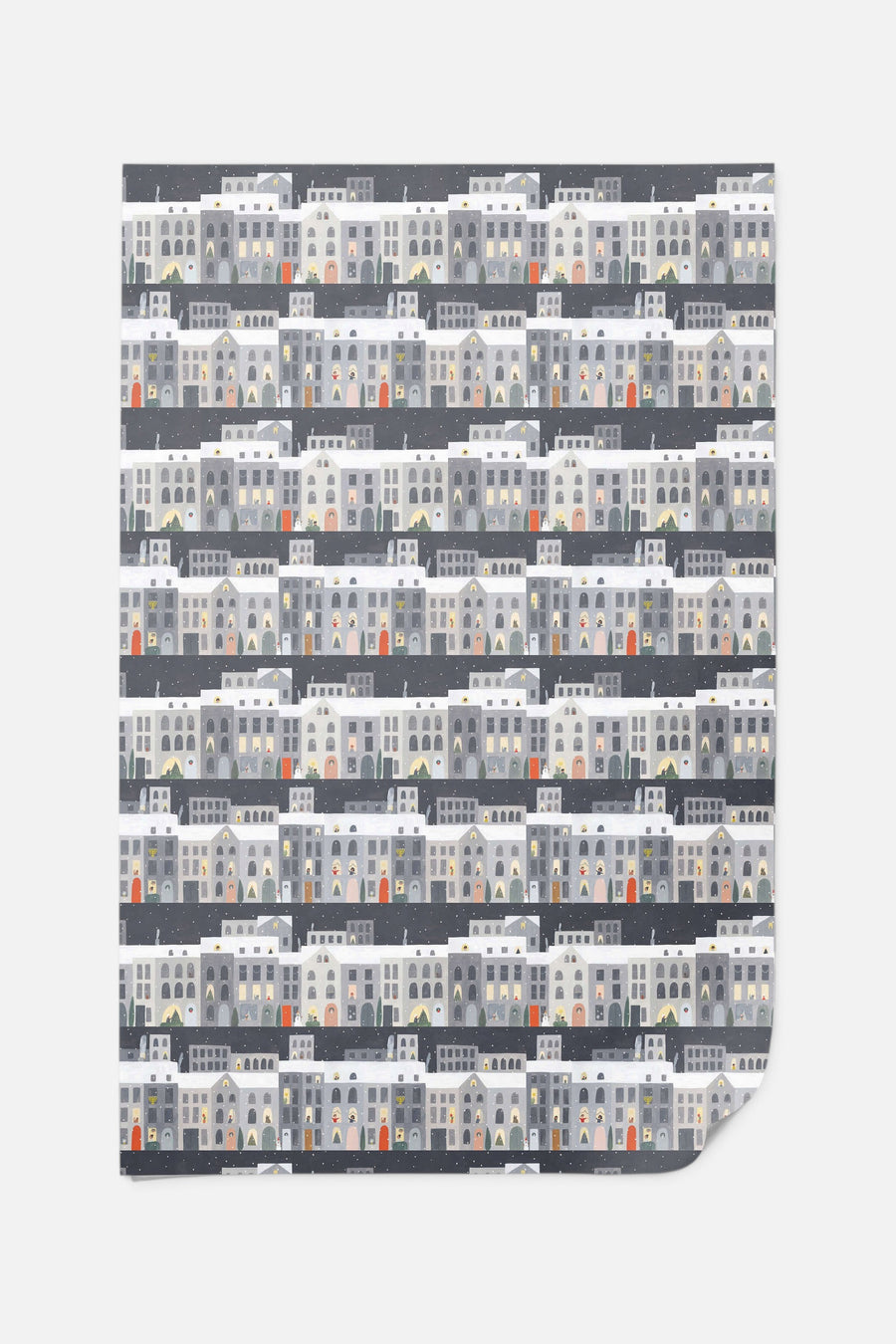 Red Cap Cards City Snow Wrapping Paper Set of 3 – back view