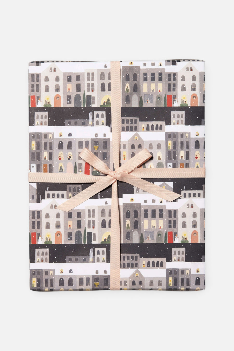 Red Cap Cards City Snow Wrapping Paper Set of 3 – side view