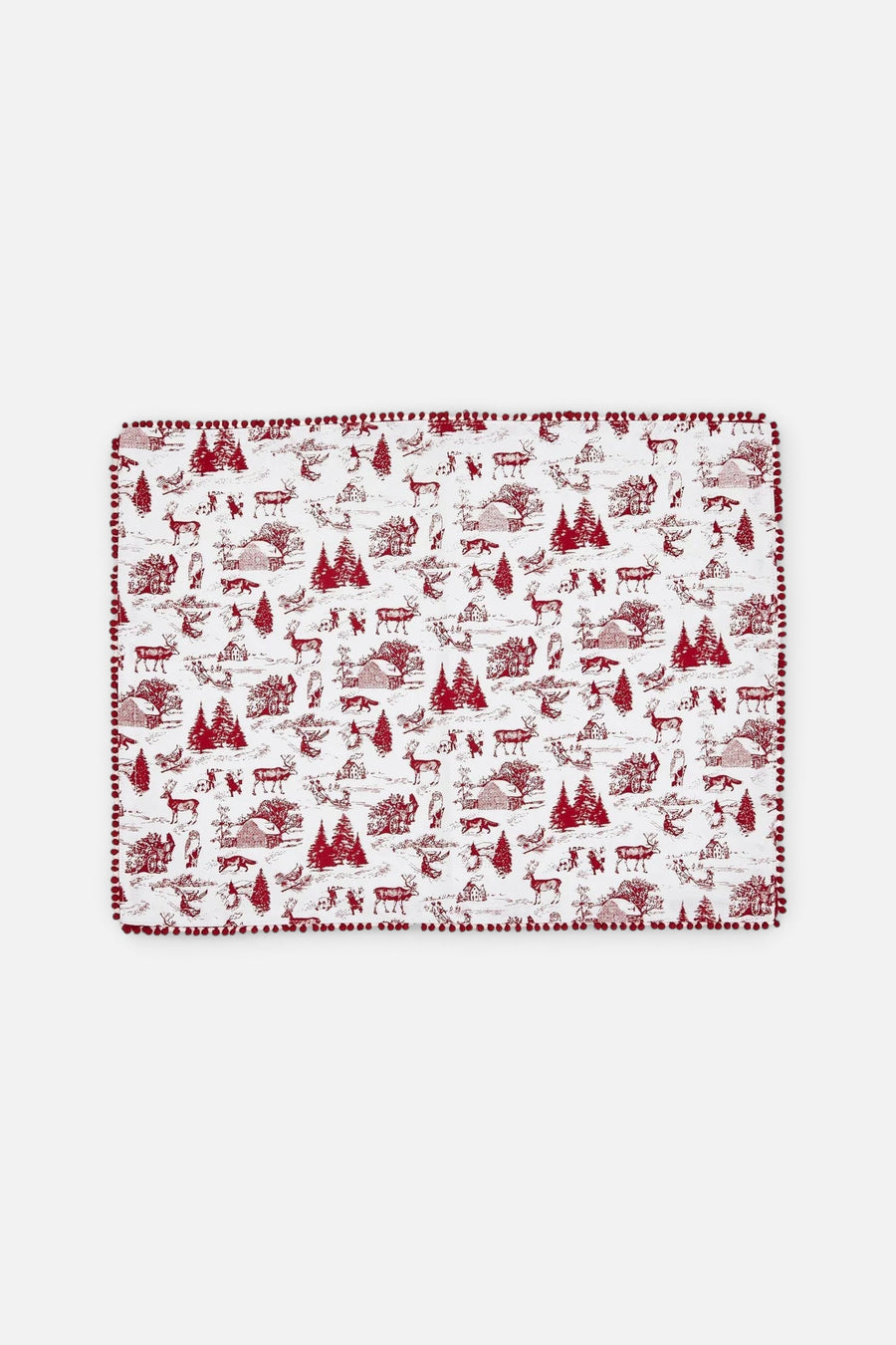 Red Winter Toile Placemats S/4 – back view