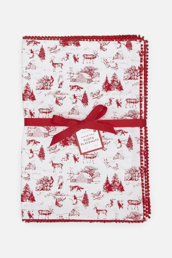 Red Winter Toile Placemats S/4