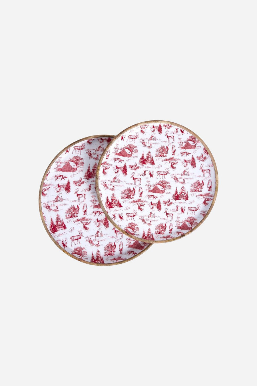 Red Winter Toile Tray - Medium – front view
