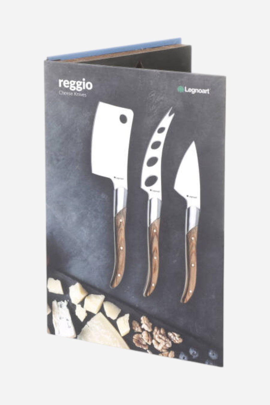 Reggio Cheese Knife Set with Dark Wood Handles – back view