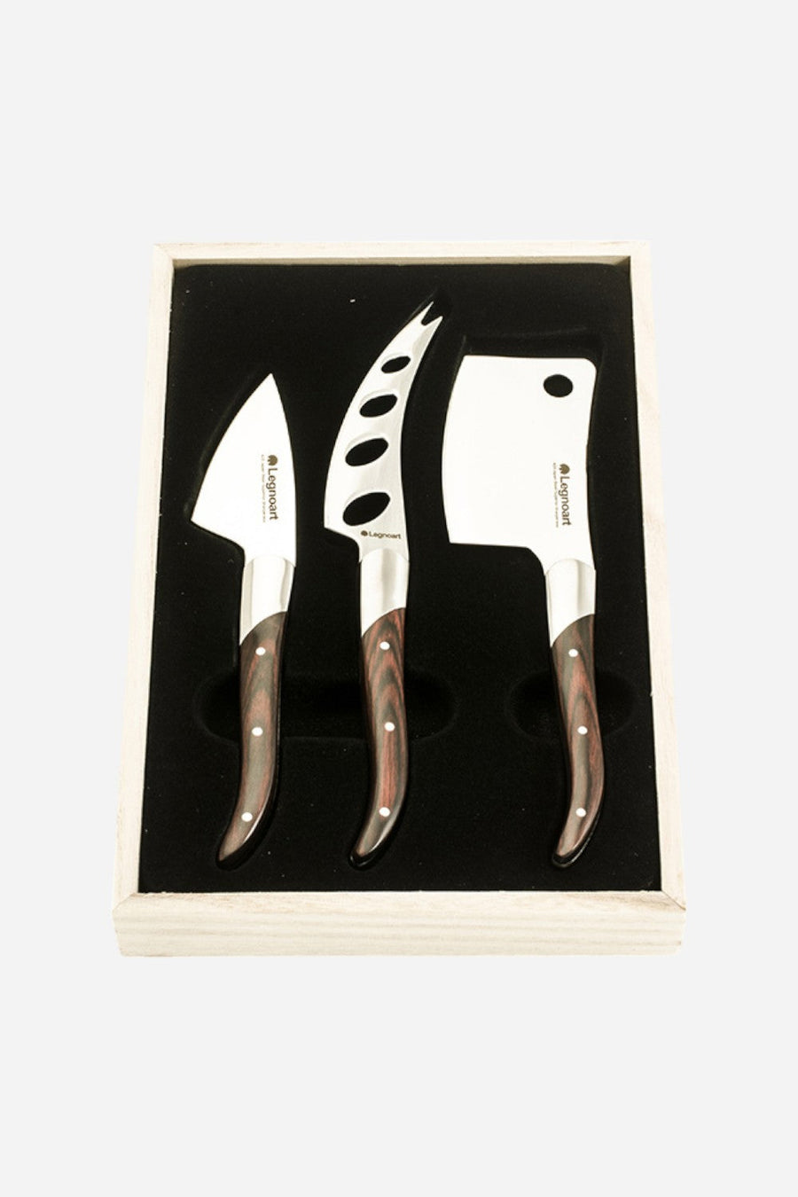 Reggio Cheese Knife Set with Dark Wood Handles – detail