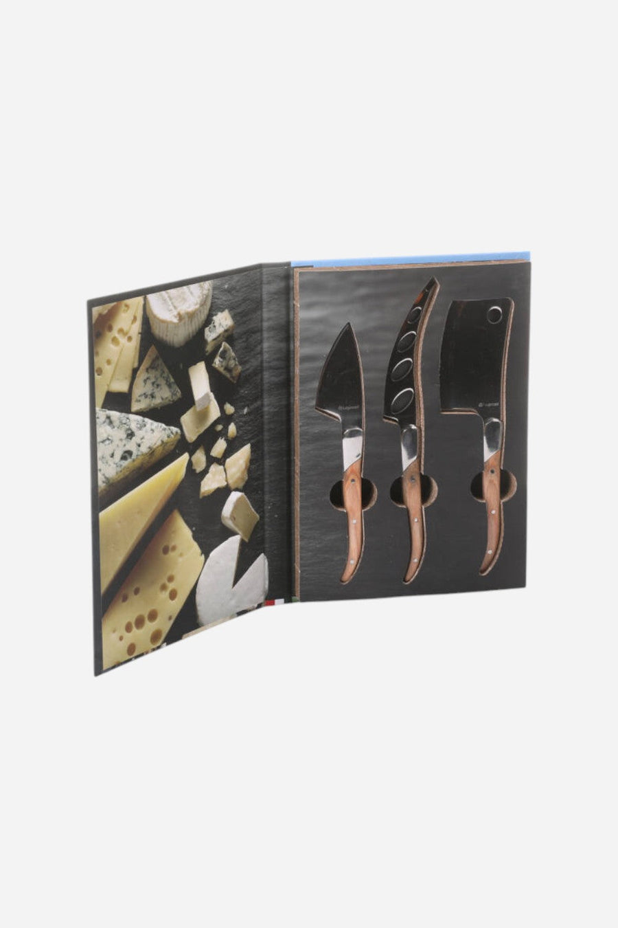 Reggio Cheese Knife Set with Dark Wood Handles – side view