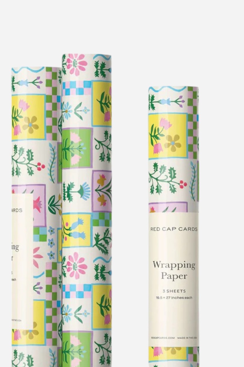Retro Flowers Wrapping Paper – side view