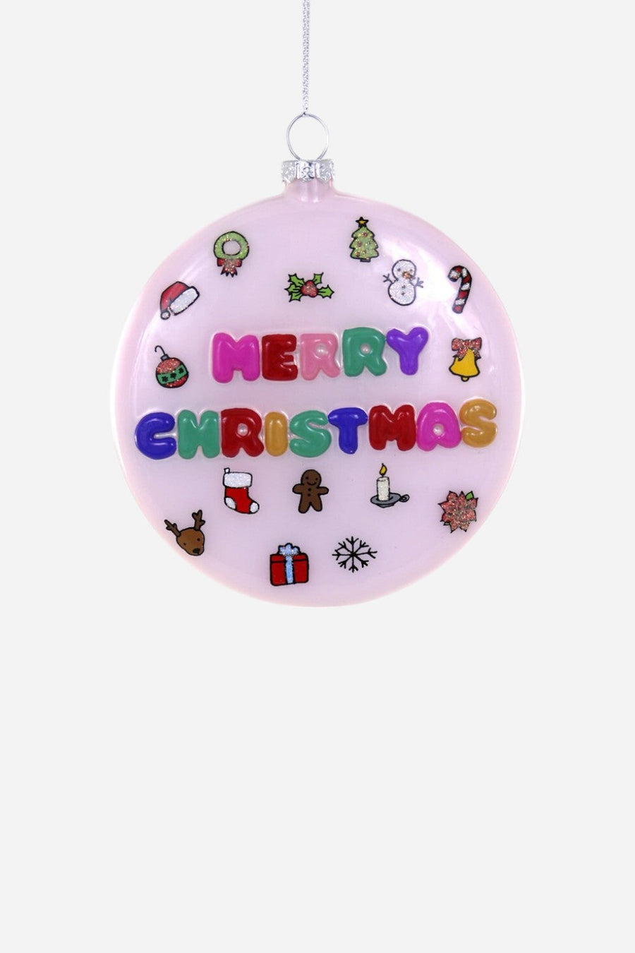 Retro Merry Christmas Ornament – front view