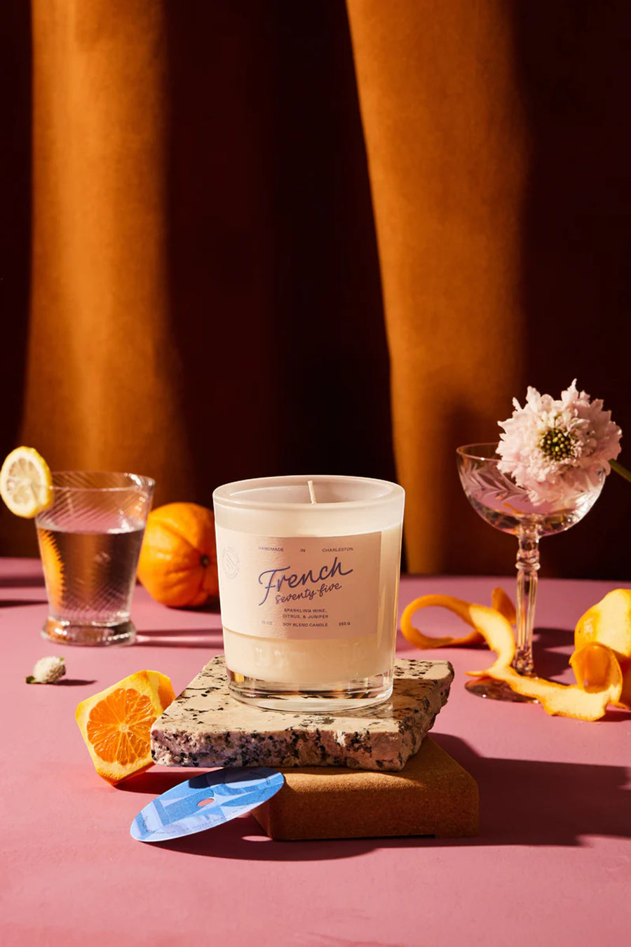 Rewined French 75 Candle – back view