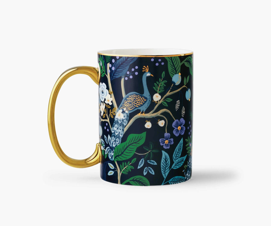 Rifle Paper Peacock Procelain Mug – back view