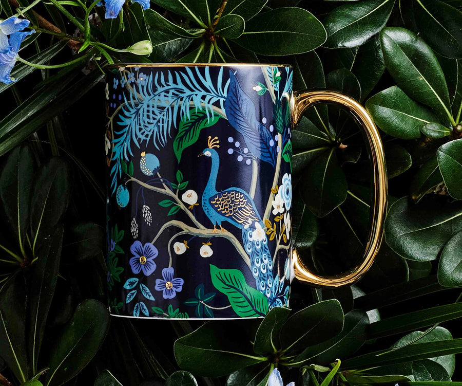 Rifle Paper Peacock Procelain Mug – side view