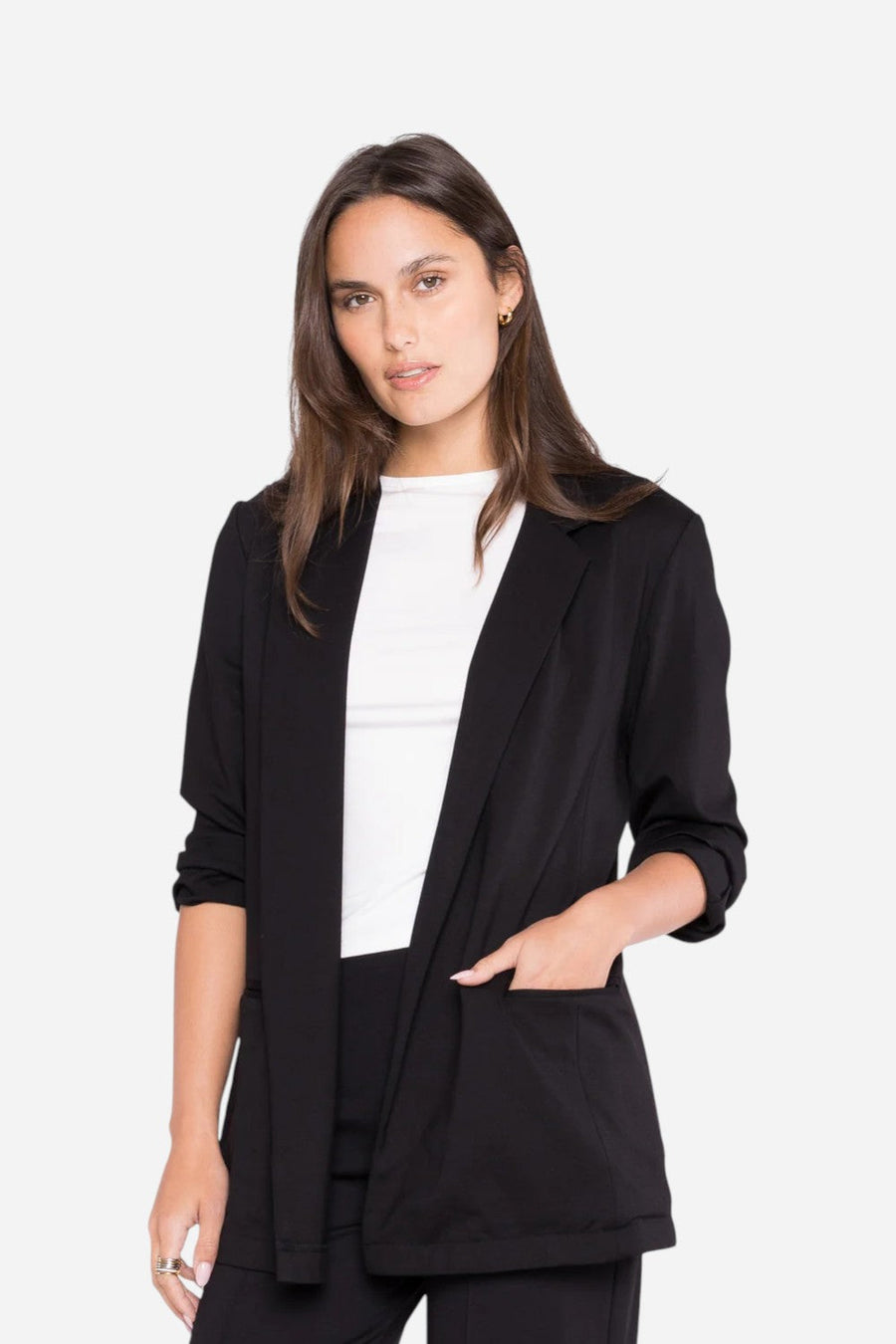 Ripley Rader Black Ponte Knit Oversized Blazer – back view