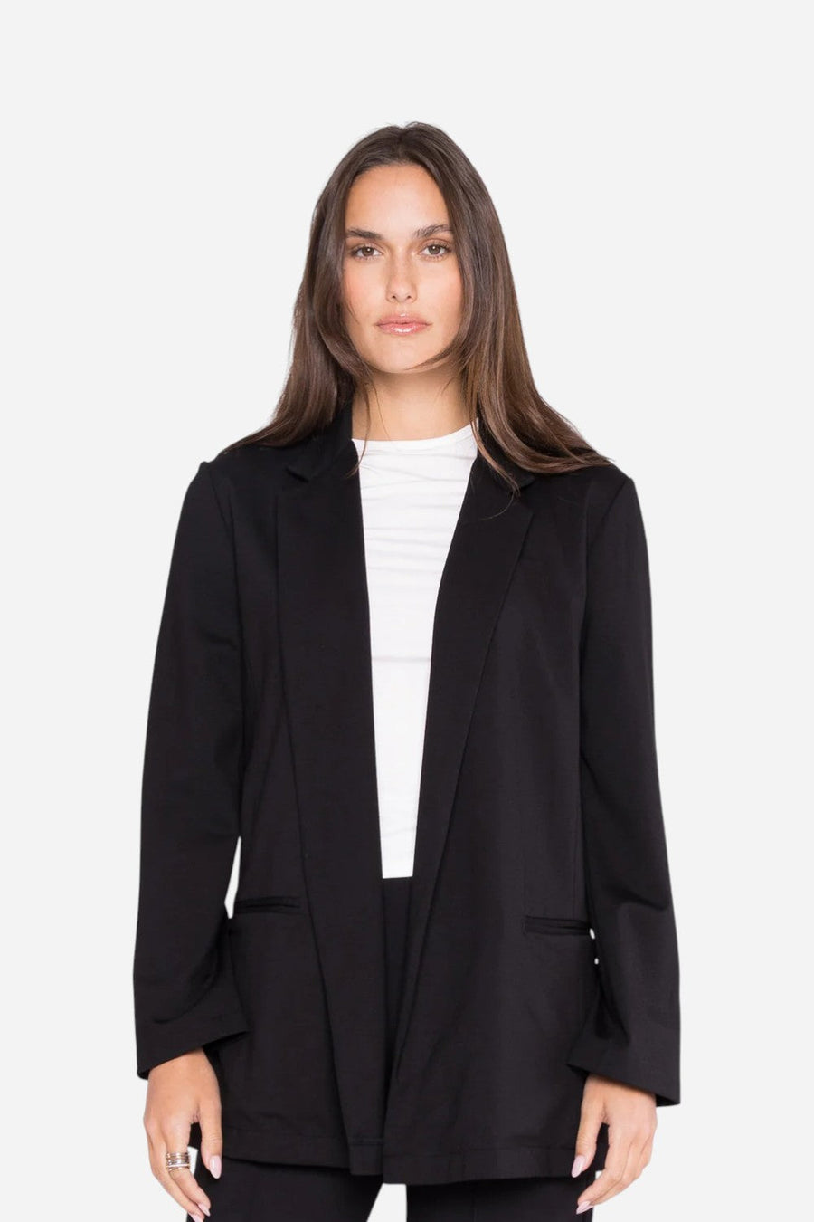 Ripley Rader Black Ponte Knit Oversized Blazer – front view