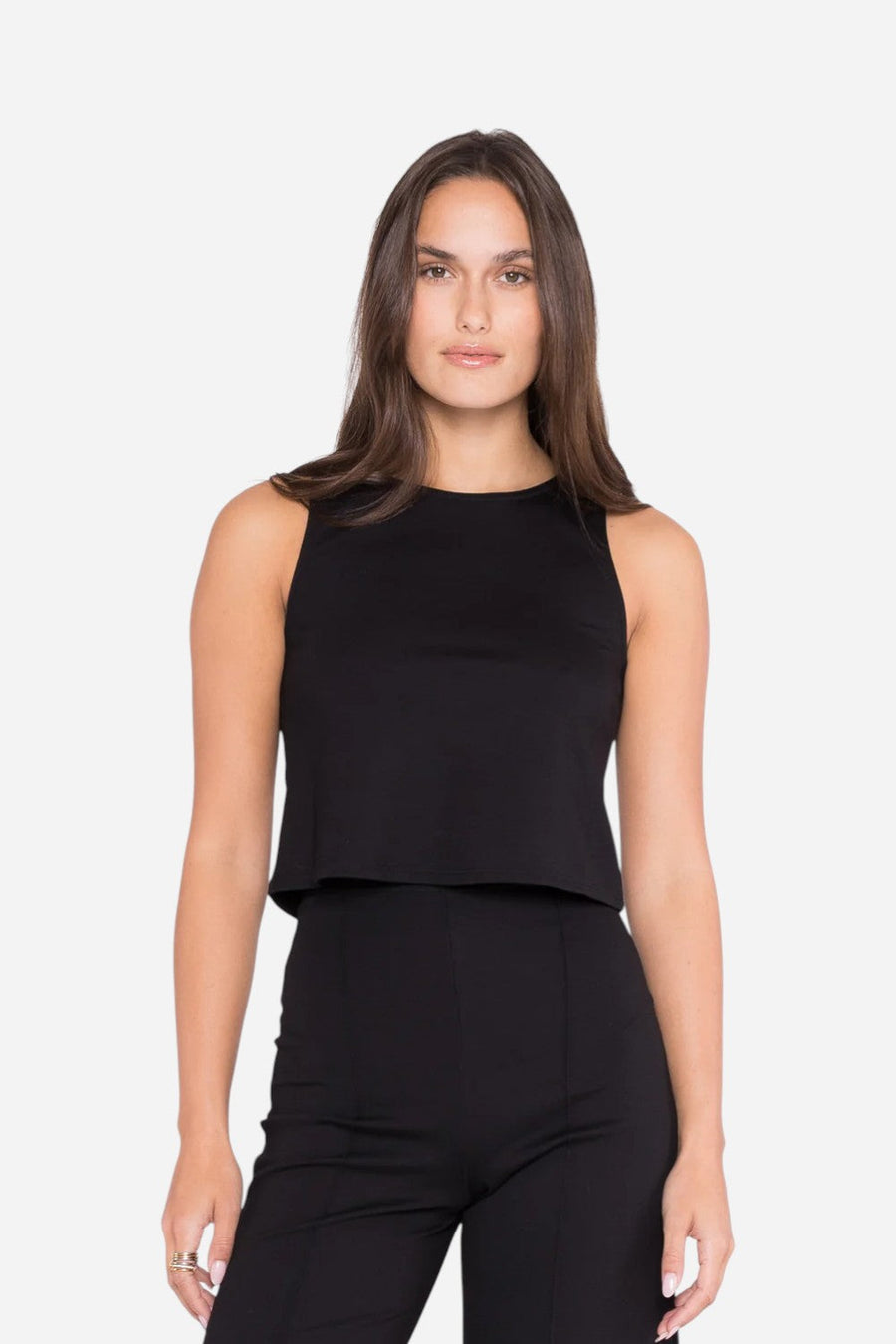 Ripley Rader Black Ponte Knit Tank Top – front view
