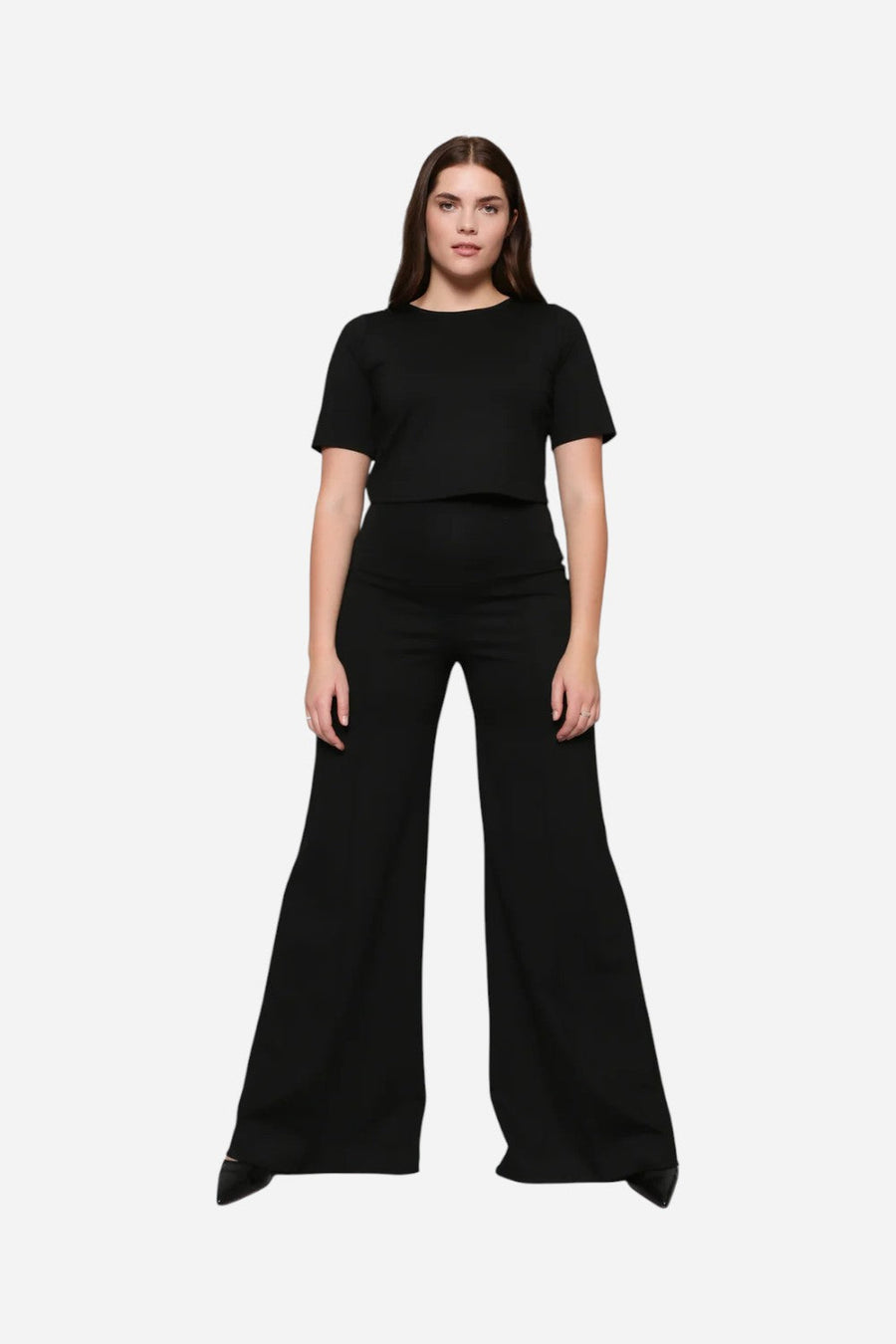 Ripley Rader Black Ponte Knit Wide Leg Pant – back view