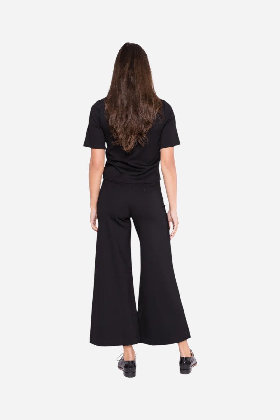 Ripley Rader Black Ponte Knit Wide Leg Pant: Cropped – side view