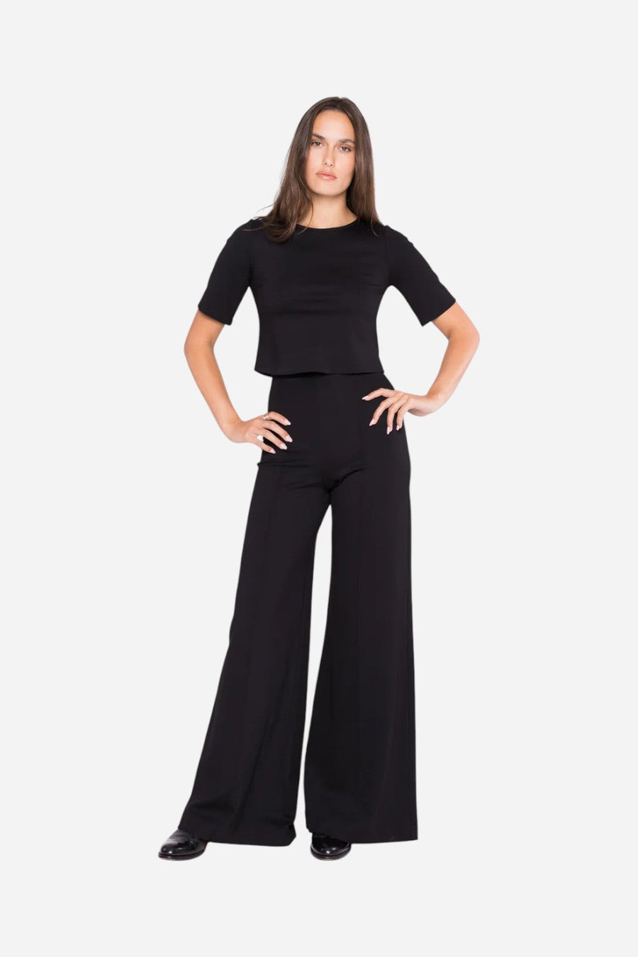 Ripley Rader Black Ponte Knit Wide Leg Pant – detail