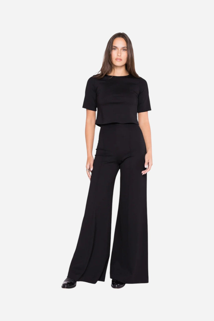 Ripley Rader Black Ponte Knit Wide Leg Pant – front view