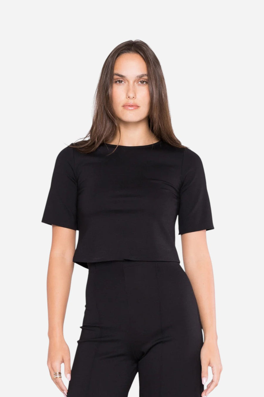 Ripley Rader Black Ponte Short Sleeve Top – front view