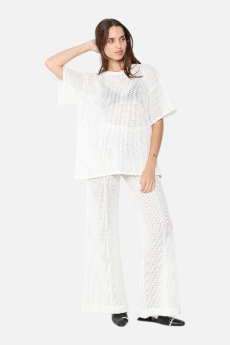 Ripley Rader Fishnet Big Shirt in Ivory – side view