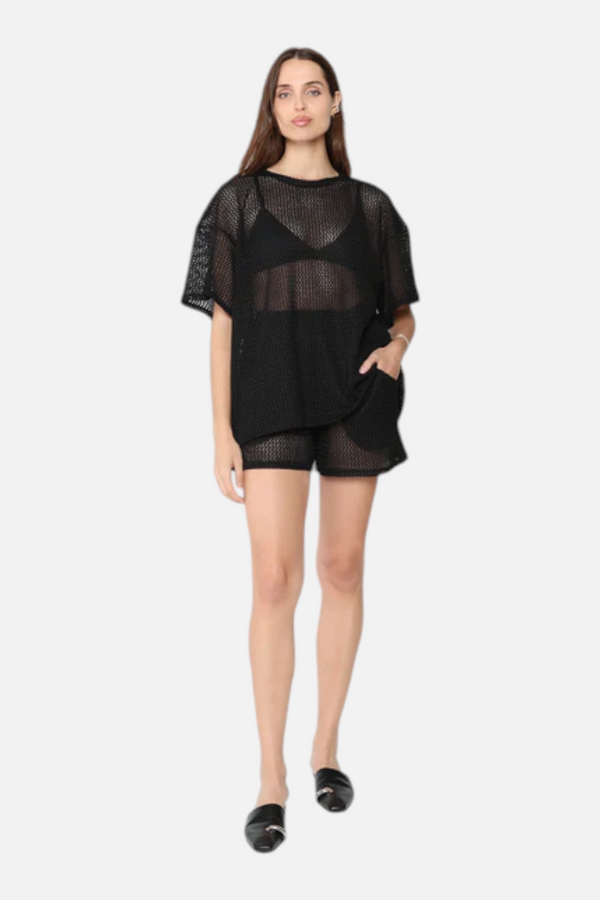 Ripley Rader Fishnet Lounge Shorts in Black