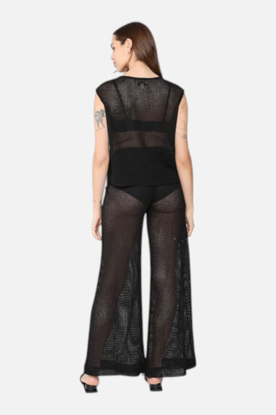 Ripley Rader Fishnet Wide Leg in Black – back view