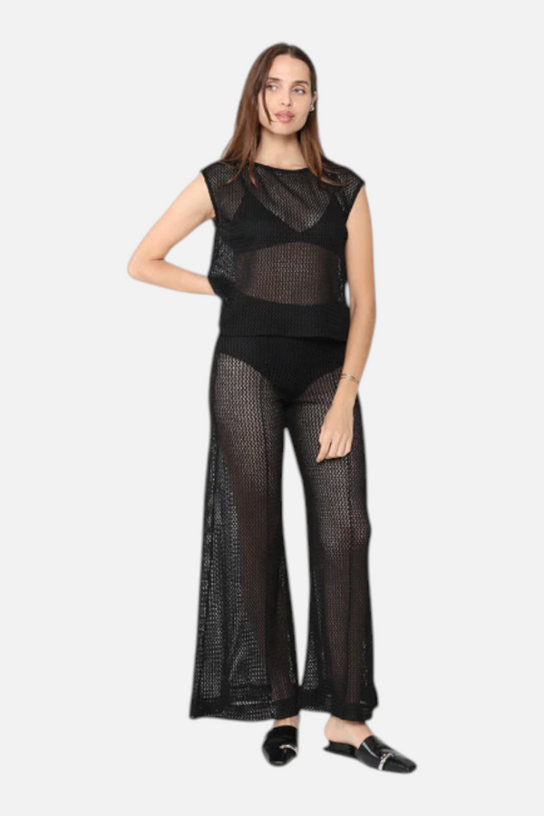 Ripley Rader Fishnet Wide Leg in Black