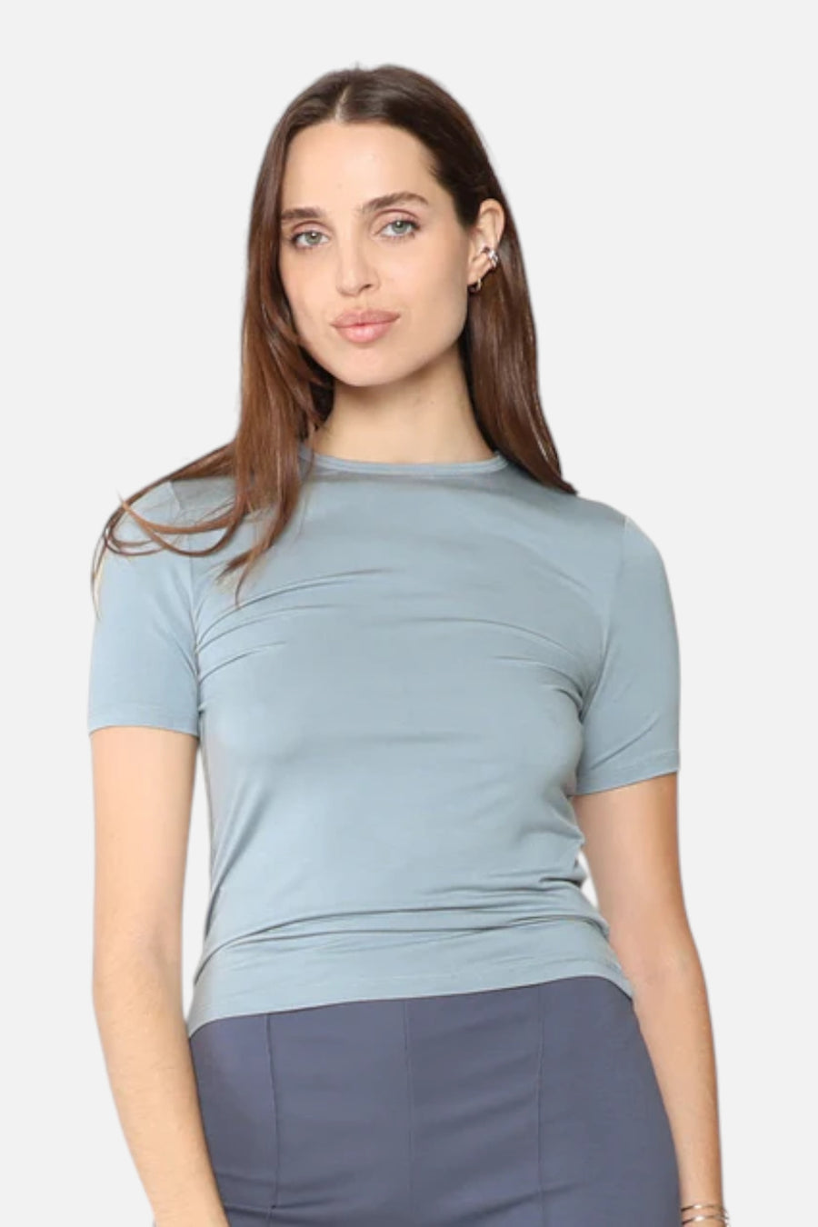 Ripley Rader Fitted T-Shirt in Chambray – on model