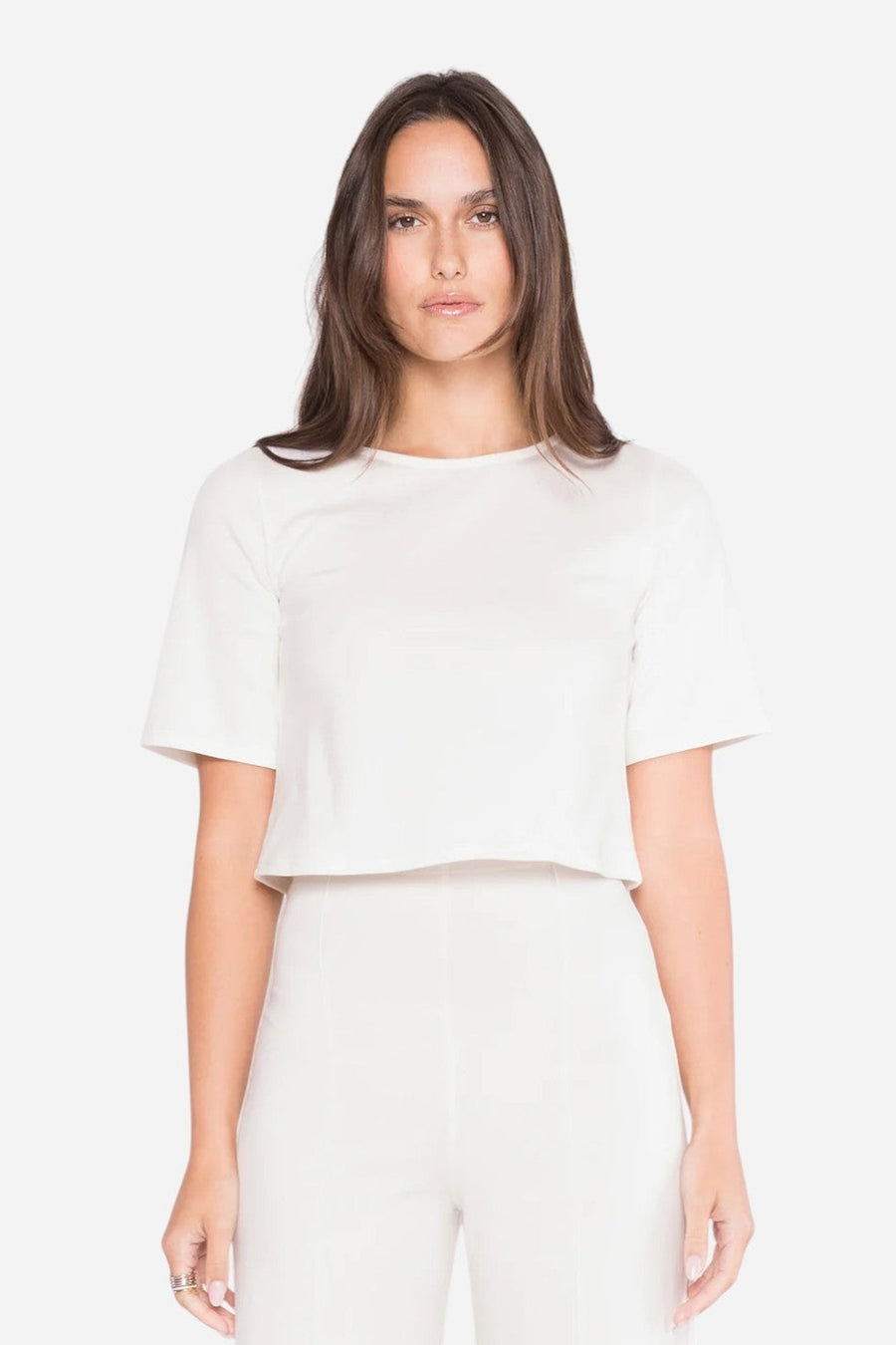 Ripley Rader Off-White Ponte Knit Short Sleeve Top – side view
