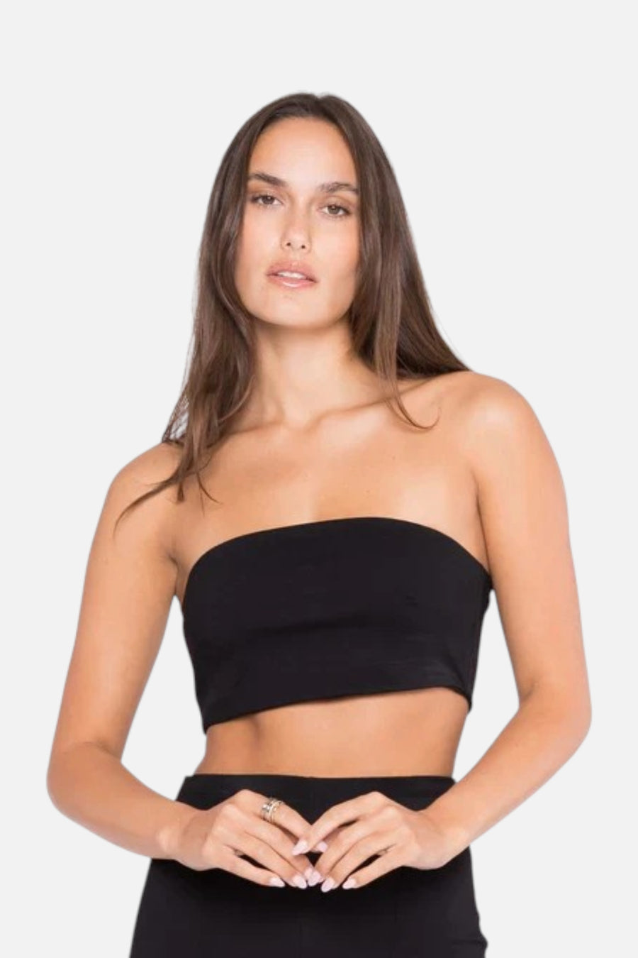 Ripley Rader Ponte Knit Bandeau Top in Black – front view