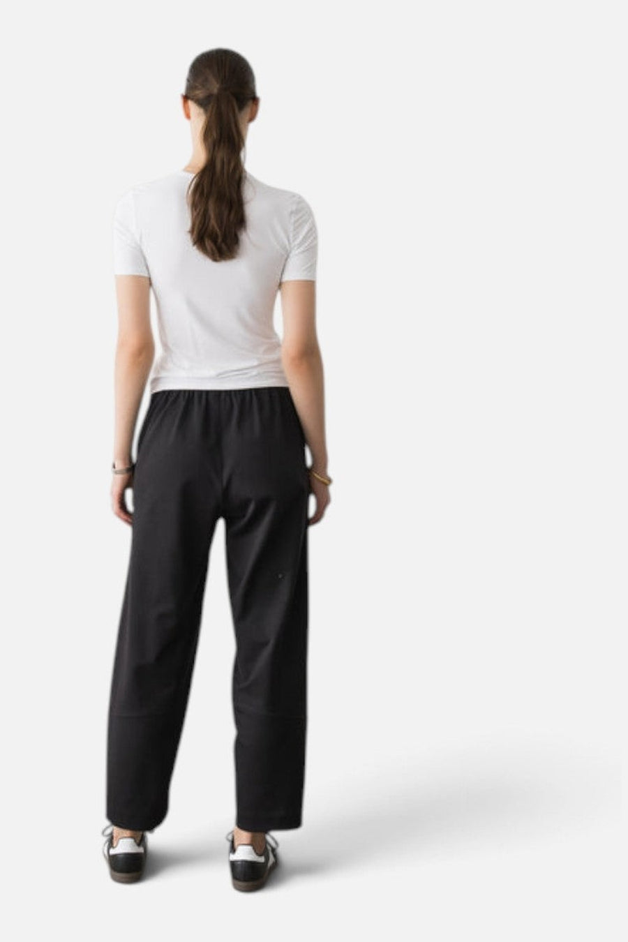Ripley Rader Ponte Knit Barrel Pant in Black – on model