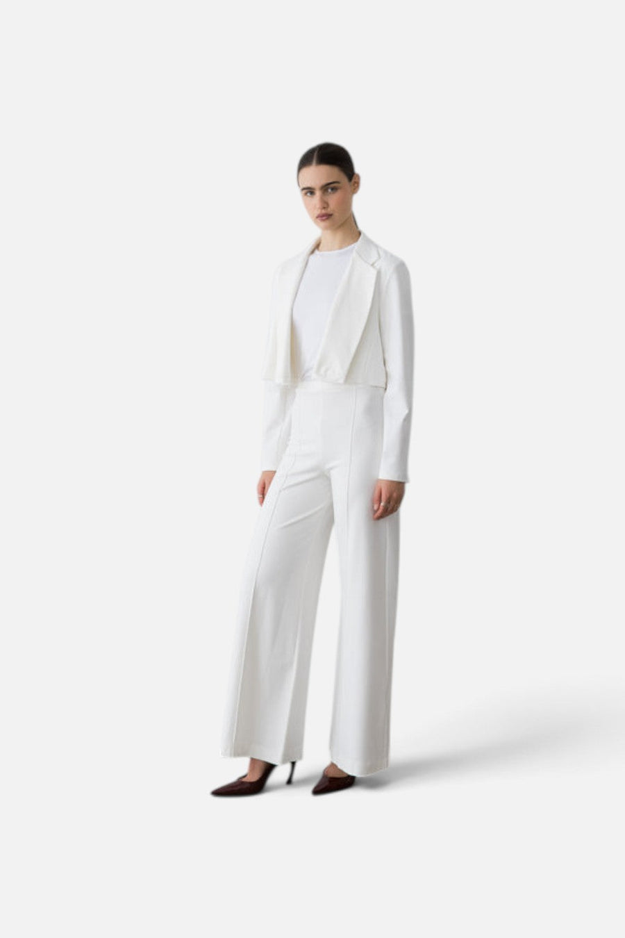Ripley Rader Ponte Knit Boxy Blazer in Off-White – back view