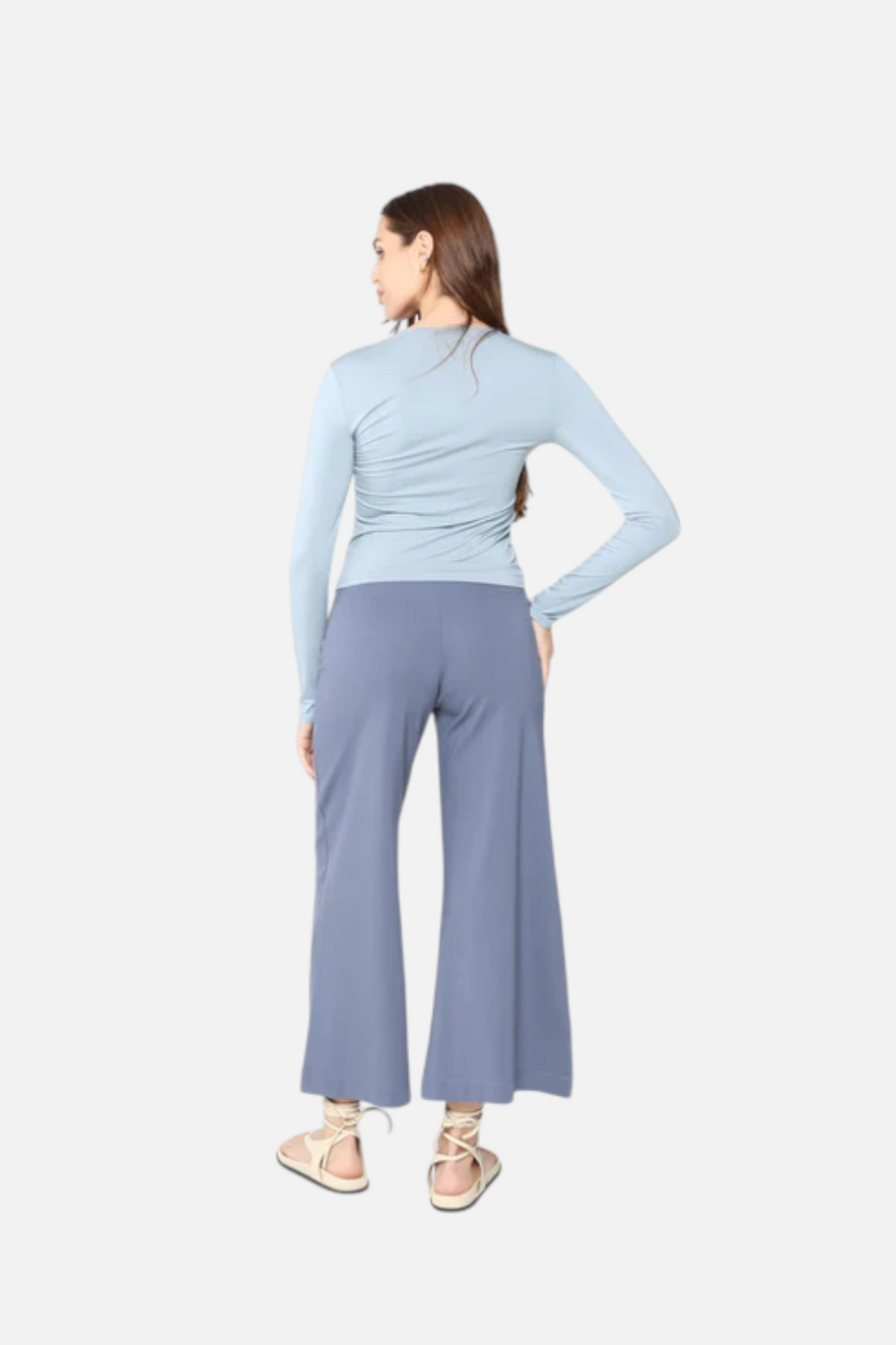 Ripley Rader Ponte Knit Cropped Wide Leg in Sea Blue – side view